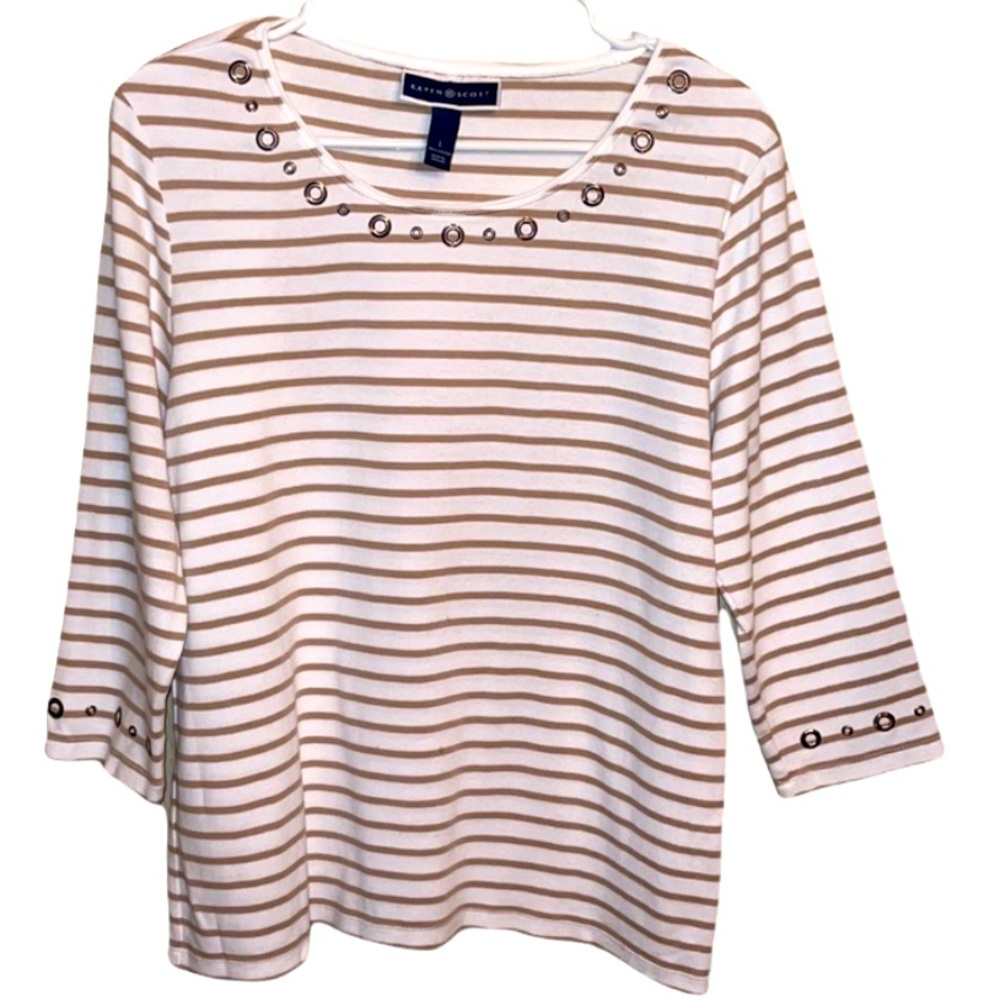 Karen Scott Striped Cotton Blouse